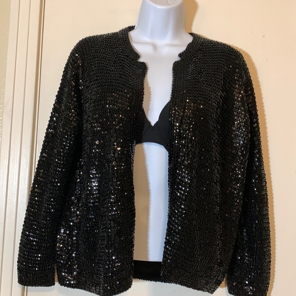 Vintage 1950s Sequin Open Cropped Cardigan - Picture 4 of 11